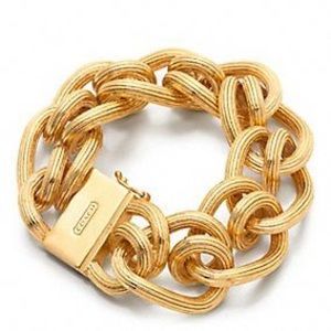 ☀️Coach gold twist link bracelet with bag☀️